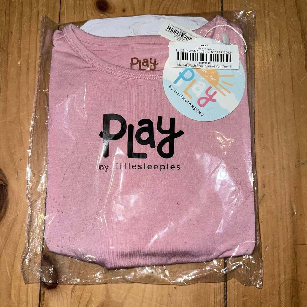 Play by Little Sleepies Short Sleeve Puff Tee Size 5 Mauve Blush